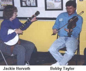 Jackie Horvath (banjo) and Bobby Taylor (fiddle)