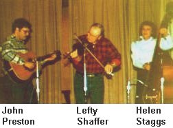 John Preston (guitar), Lefty Shaffer (fiddle), Helen Staggs (stand up bass)